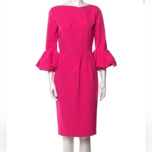 Roksanda Mid-Length Bateau Neck Dress with Bell Sleeves - PINK
